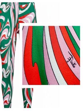 SHEIN Psychedelic Green Orange Pink Swirl Pucci Print Design Leggings 6 M